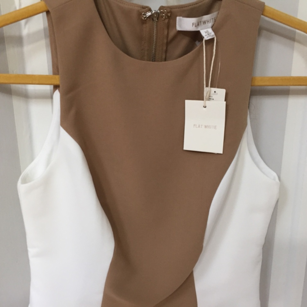 Anthropologie Flay White Brown and White Crop Top - Picture 3 of 16